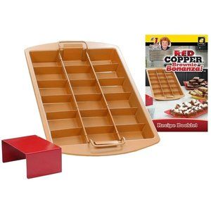 Red Copper Brownie Bonanza Pan by Bulbhead, Includes Recipe Guide